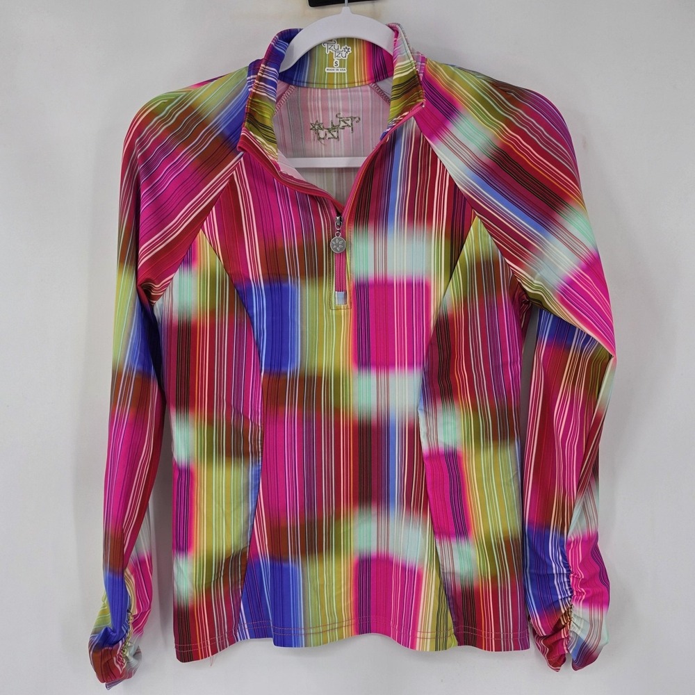 Tzu Tzu Pullover Womens Small Pink Multicolor 1/4 Zip‎ Long Sleeve Golf Top